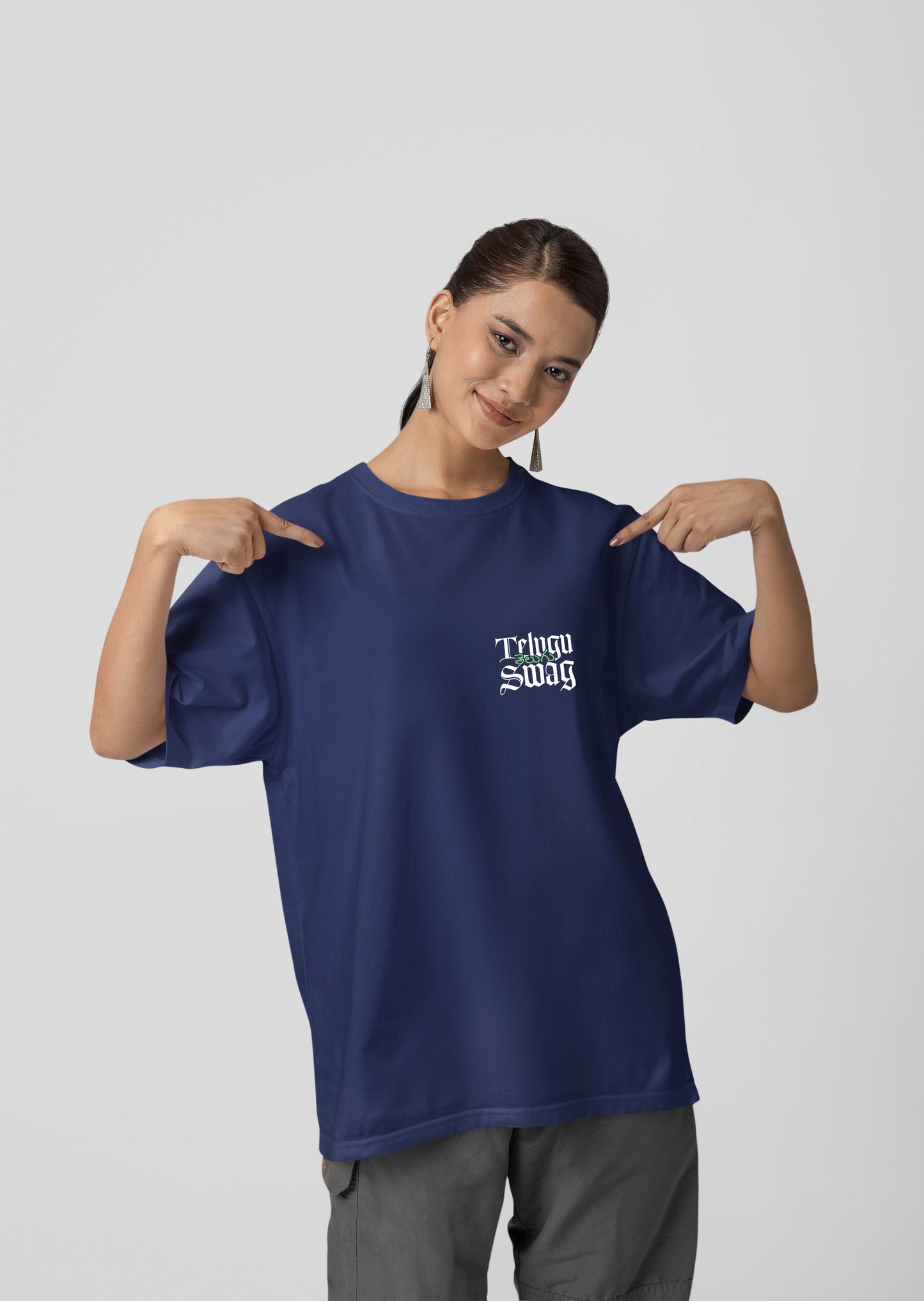 Telugu Swag Oversized Navy Blue Unisex T-shirt
