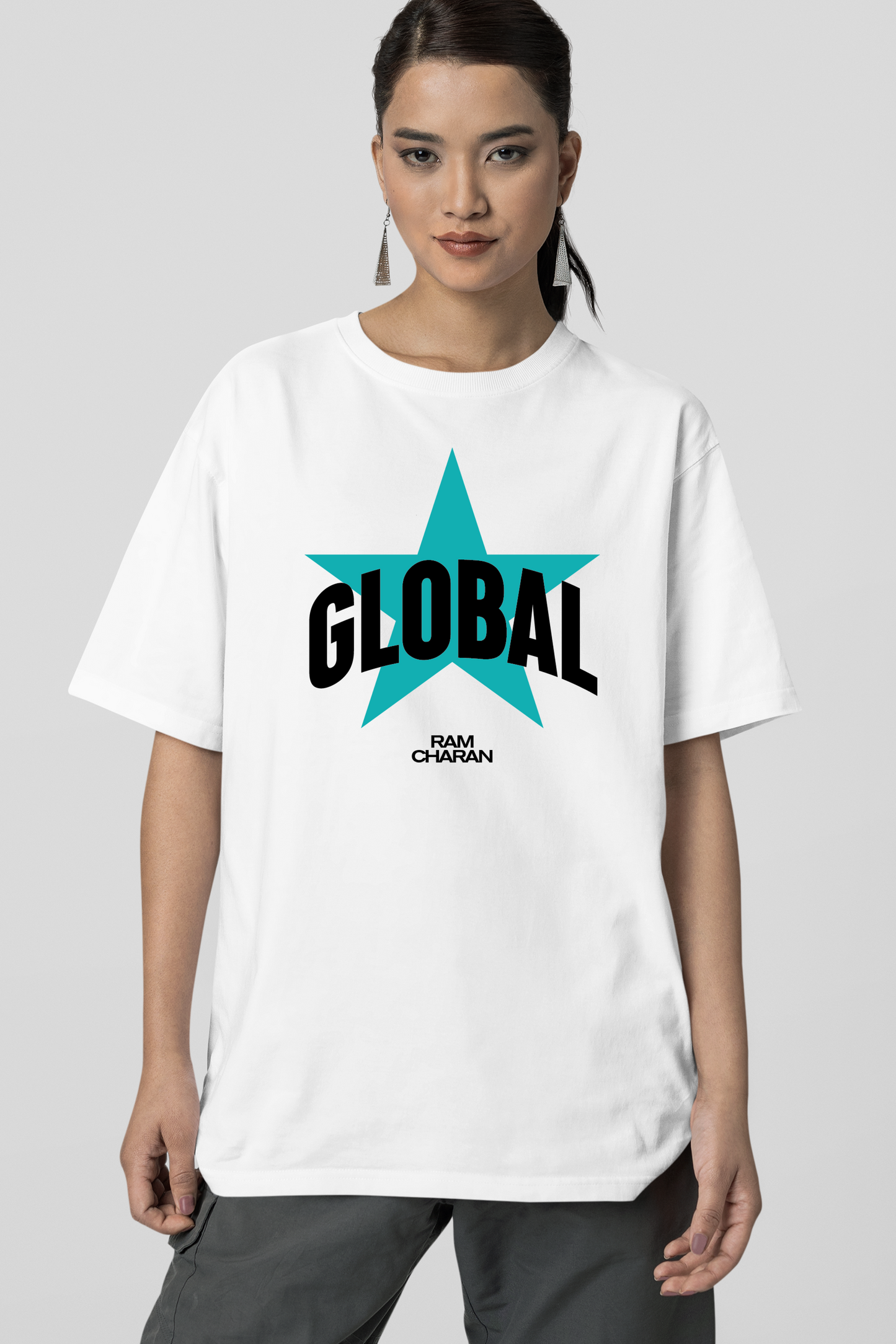 Global Star Oversized - Ram Charan White Unisex T-shirt