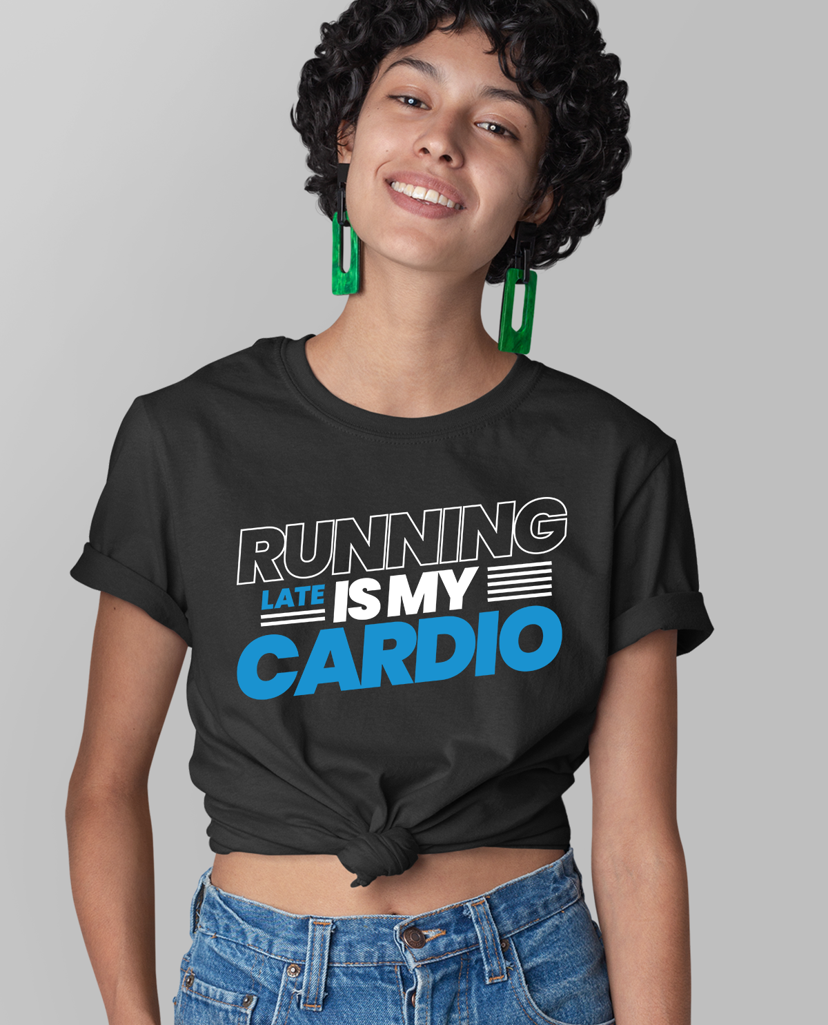 Running Late is My Cardio - Black Unisex T-shirt