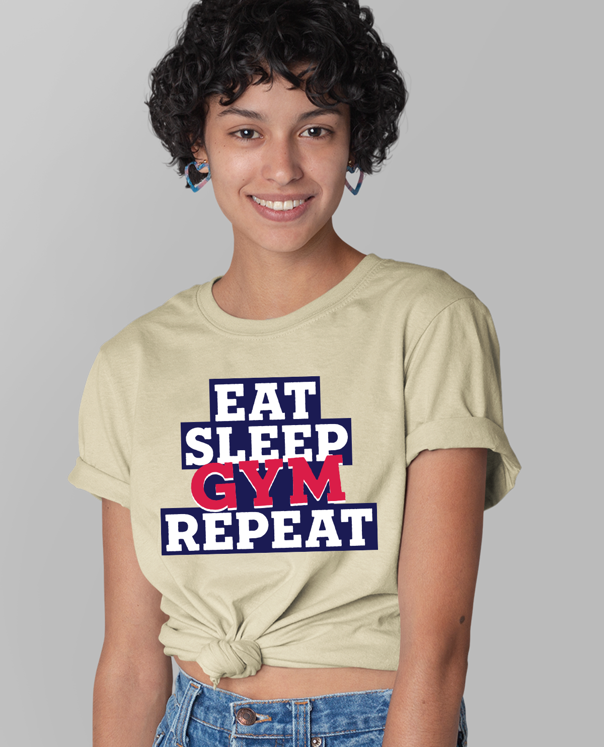 Eat, Sleep, Gym, Repeat - Beige Unisex T-shirt