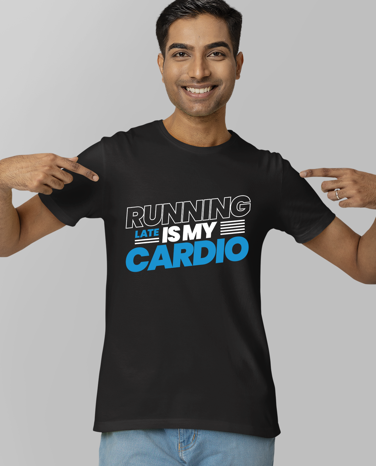 Running Late is My Cardio - Black Unisex T-shirt
