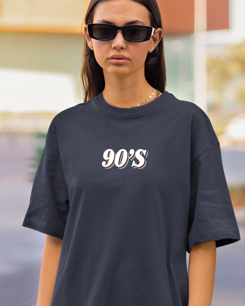 Oversized Drip Minimals : 90's Navy Blue Unisex T-shirt