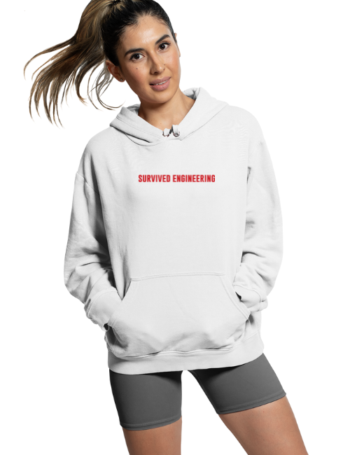 Survived Engineering Minimal Unisex Hoodie White