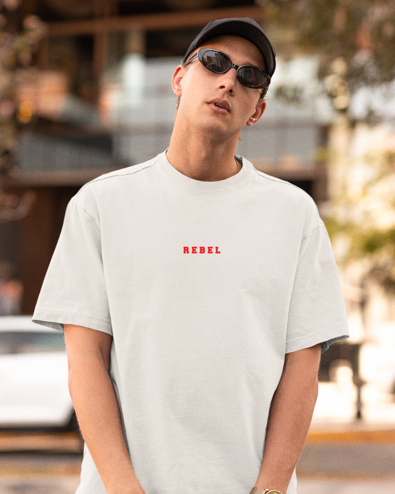 Oversized Drip Minimals : Rebel White Unisex T-shirt
