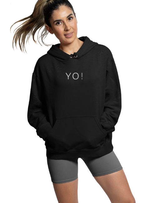 Yo! Minimal Unisex Hoodie Black