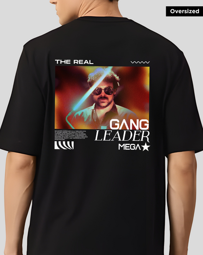 Gang Leader, Chiranjeevi, Oversized T-shirt, Black, Unisex, Tollywood, Vintage Style, Graphic Tee, Retro Design, Telugu Cinema, Mad Monkey