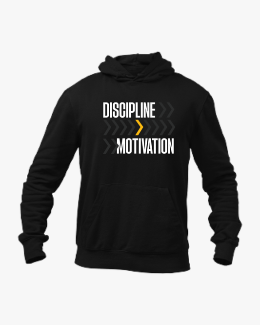 Discipline > Motivation - Black Unisex Hoodie