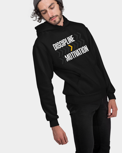 Discipline > Motivation - Black Unisex Hoodie