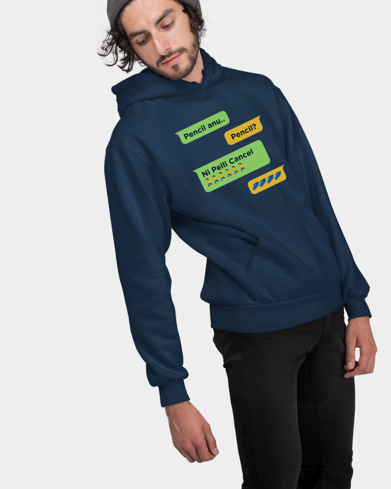 Pencil anu… Pencil? Ni Pelli Cancel – Unisex Navy Blue Hoodie