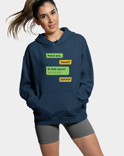 Pencil anu… Pencil? Ni Pelli Cancel – Unisex Navy Blue Hoodie