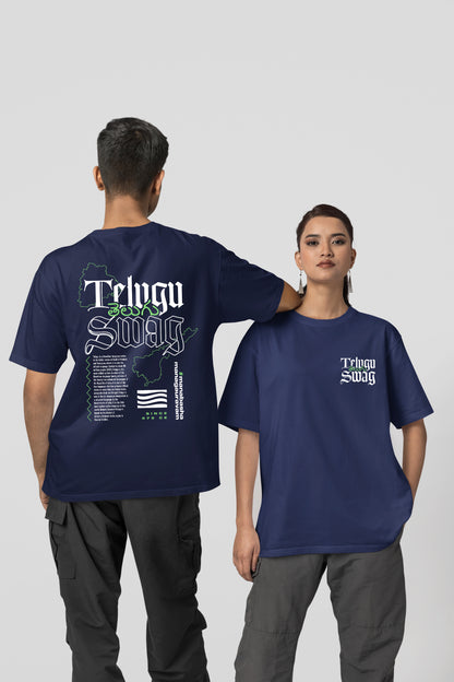 Telugu Swag Oversized Navy Blue Unisex T-shirt