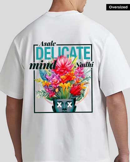 Asale, Delicate Mind, Naadhi, Oversized, White, Unisex, T-shirt, Mad Monkey, Casual Wear, Trendy, Streetwear, Telugu Fashion