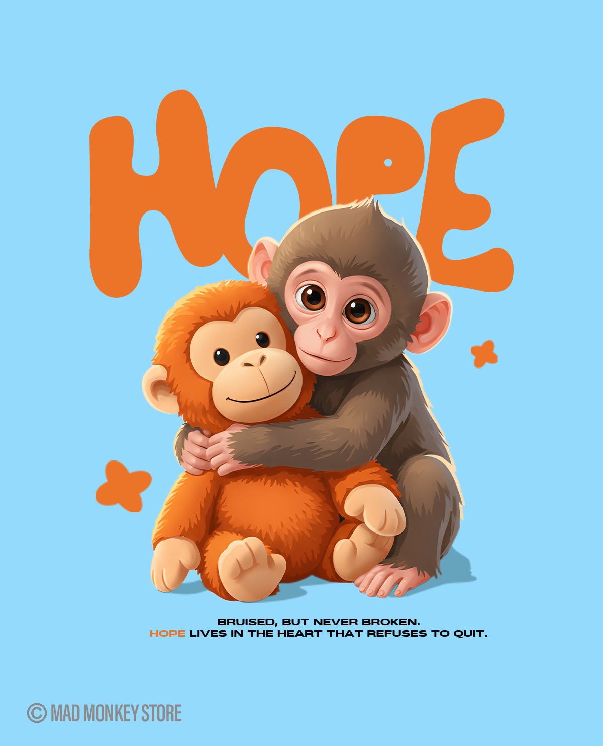 Hope - Punch, The Monkey - Unisex Regular Cool Blue T-Shirt