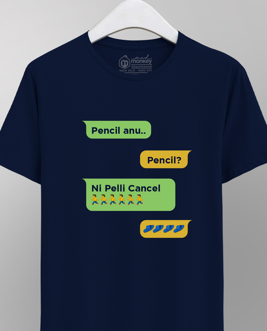 Pencil anu… Pencil? Ni Pelli Cancel – Unisex Navy Blue T-Shirt