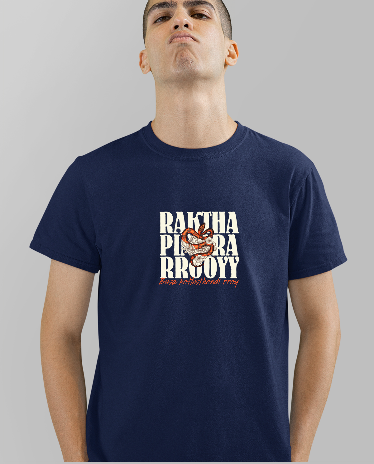 RAKTHA PINJARA RROOYY - Unisex Regular Navy Blue T-Shirt