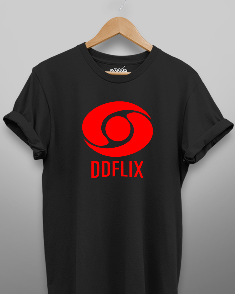 DDFLIX, Unisex T-shirt, Black, Casual Wear, Trendy, Comfortable, Stylish, Premium Fabric, Graphic Tee, Fashion, Mad Monkey