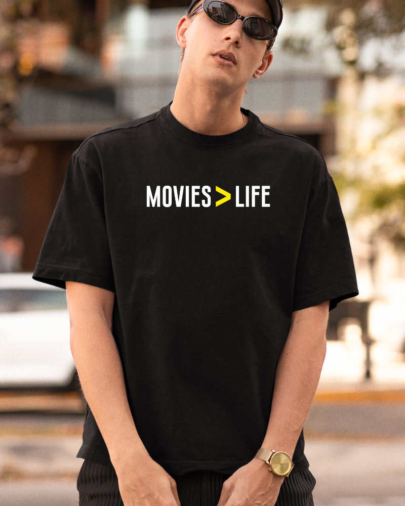 Oversized Movies Greater Than Life Black Unisex T-shirt