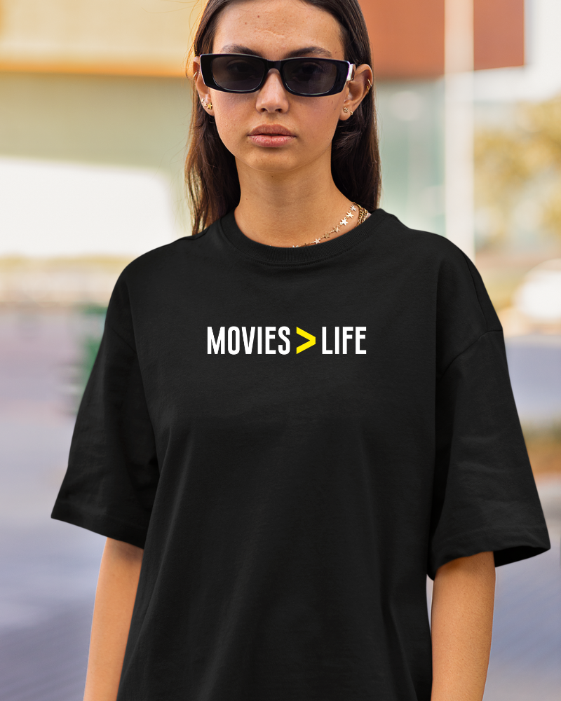 Oversized Movies Greater Than Life Black Unisex T-shirt