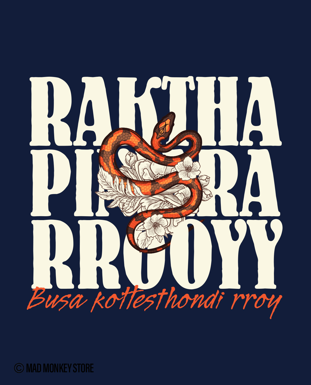 RAKTHA PINJARA RROOYY - Unisex Regular Navy Blue T-Shirt