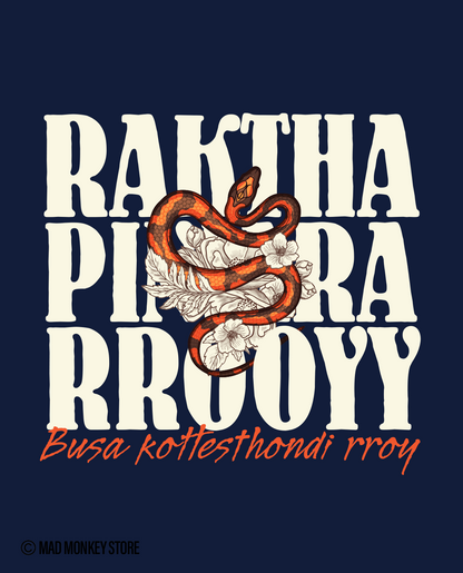 RAKTHA PINJARA RROOYY - Unisex Regular Navy Blue T-Shirt