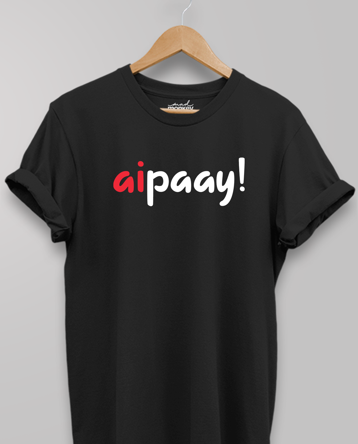 Aipaay, Unisex T-shirt, Black, Mad Monkey, Casual Wear, Trendy, Comfortable, Stylish, Premium Fabric, Graphic Tee, Everyday Wear