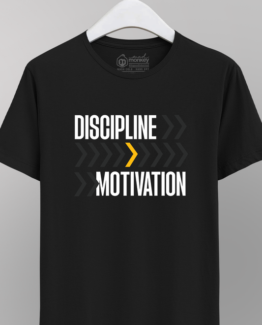 Discipline > Motivation - Black Unisex T-shirt