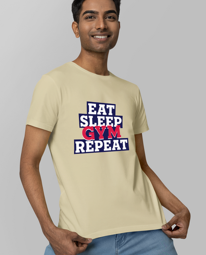 Eat, Sleep, Gym, Repeat - Beige Unisex T-shirt