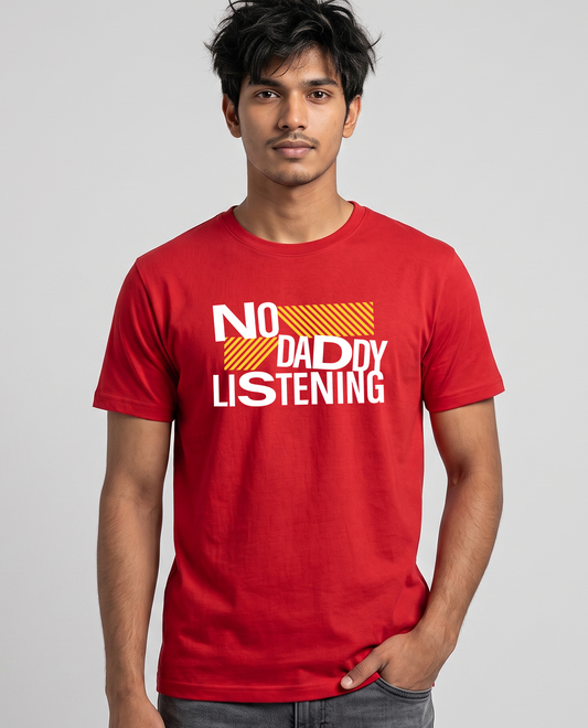 No Daddy Listening Unisex T-shirt Red – men's model
