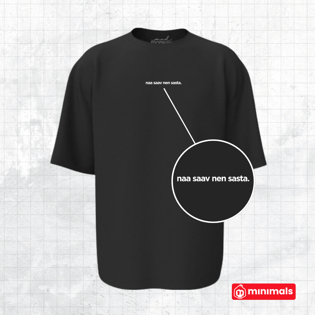 Oversized Telugu Minimals : - Na saav nen sastha Unisex T-shirt Black