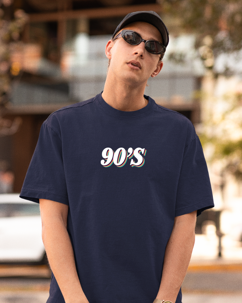 Oversized Drip Minimals : 90's Navy Blue Unisex T-shirt