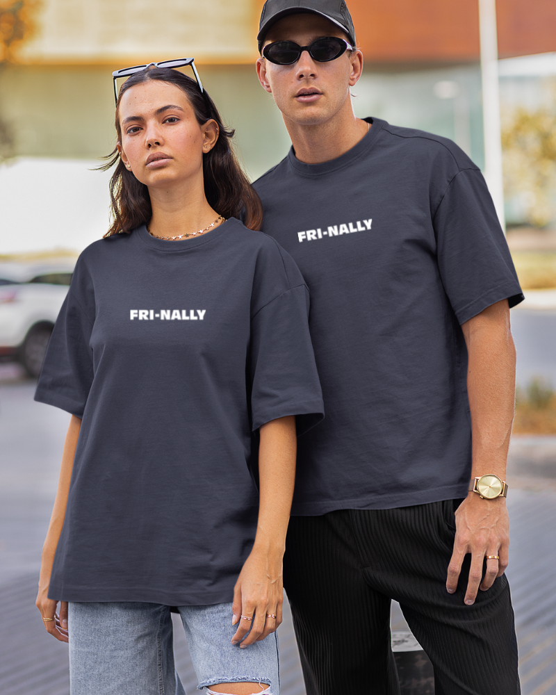 Oversized Drip Minimals : Fri-Nally Navy Blue Unisex T-shirt