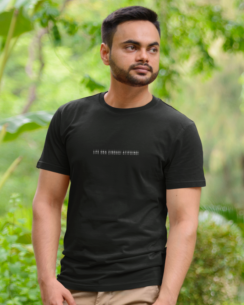 లైఫ్ ఓకా జిందగీ మినిమల్ యునిసెక్స్ టీ-షర్ట్ నలుపు
