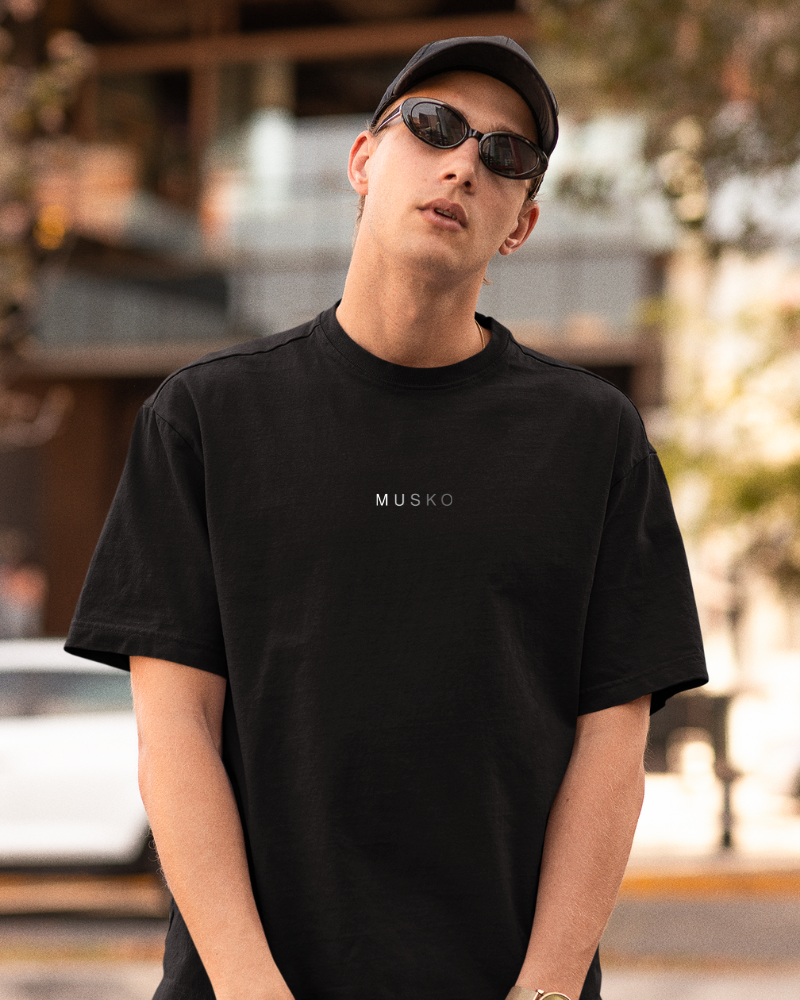 Oversized Telugu Minimals : Musko Black Unisex T-shirt