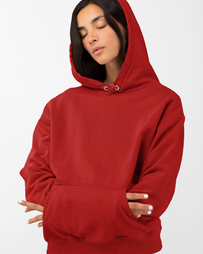 Red Unisex Plain Hoodie