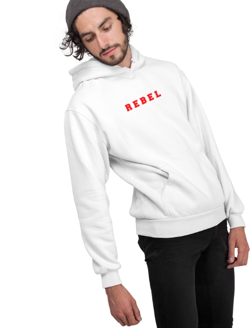 Rebel Minimal Unisex Hoodie White