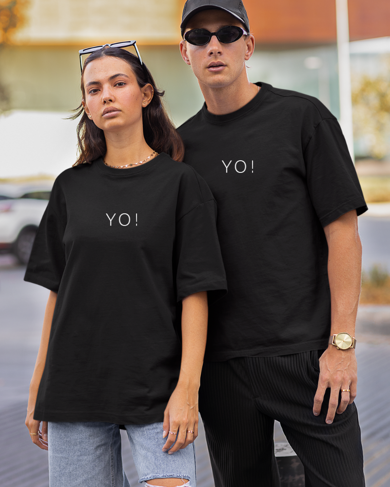 Oversized Drip Minimals : Yo! Black Unisex T-shirt