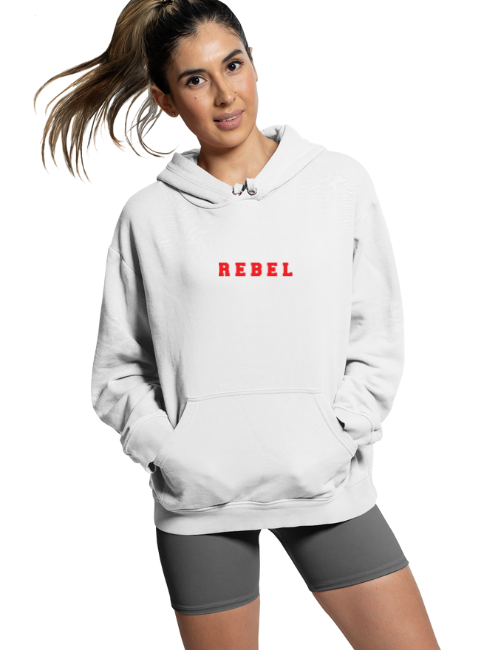 Rebel Minimal Unisex Hoodie White