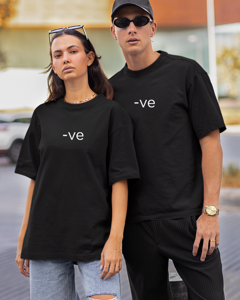 Oversized Drip Minimals : -Ve Black Unisex T-shirt