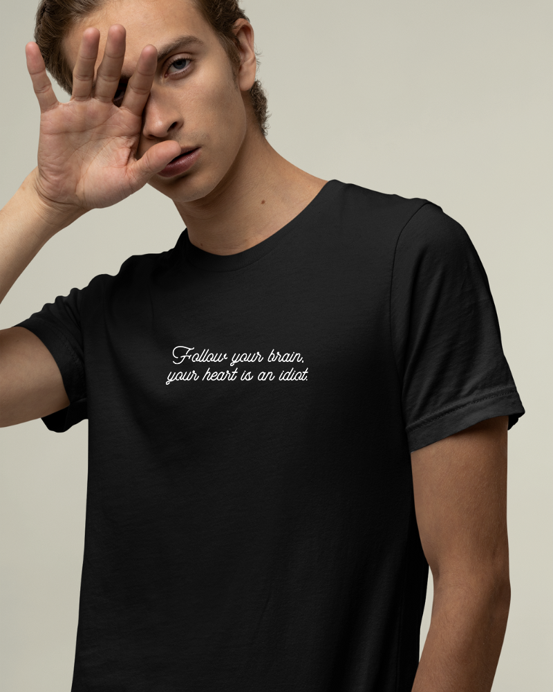 Follow Your Brain Minimal Unisex T-shirt Black
