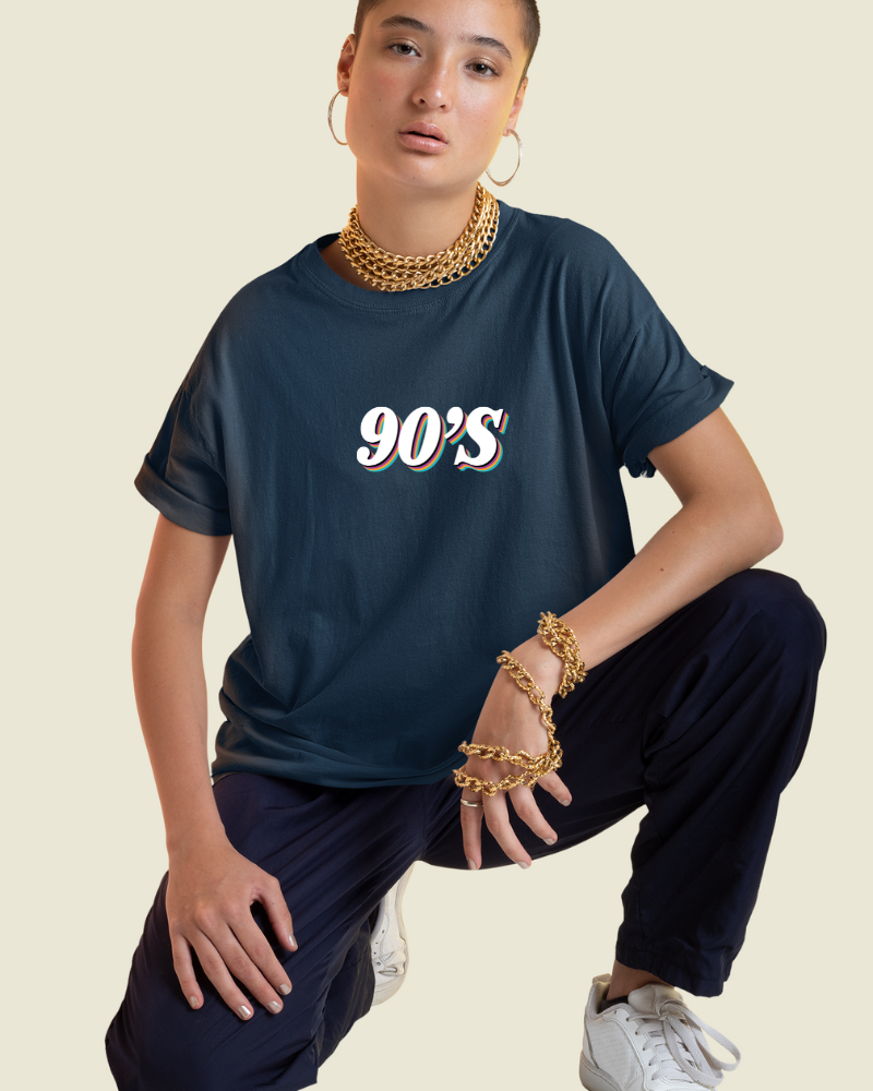 90's Minimal Unisex T-shirt Navy Blue