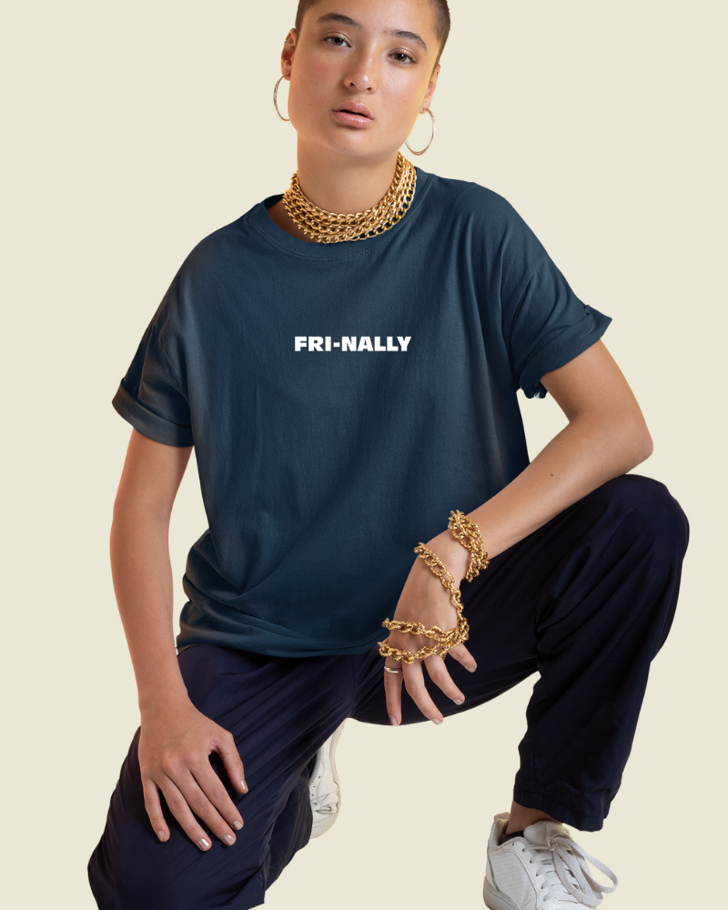 Fri-Nally Minimal Unisex T-shirt Navy Blue