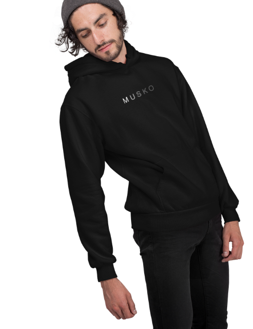 Musko Minimal Unisex Hoodie Black