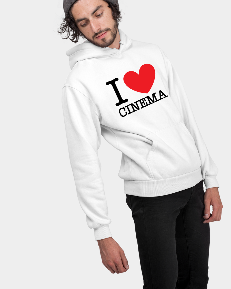 I Love Cinema Unisex Hoodie White