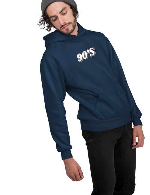 90's Minimal Unisex Hoodie Navy Blue