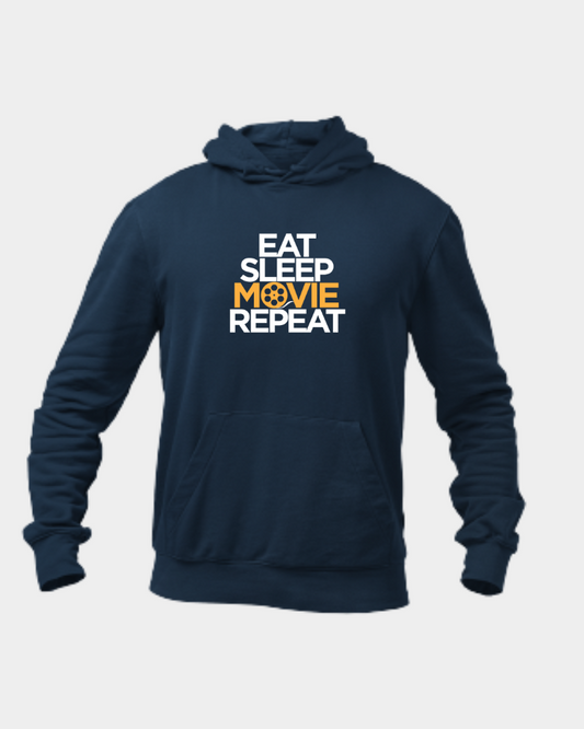 Eat Sleep Movie Repeat Unisex Hoodie Navy Blue