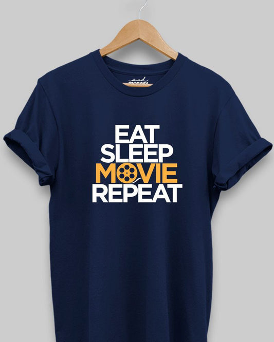 Eat Sleep Movie Repeat Unisex T-shirt Navy Blue