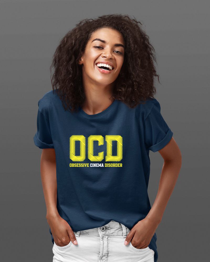 OCD- అబ్సెసివ్ సినిమా డిజార్డర్ యునిసెక్స్ టీ-షర్ట్ నేవీ బ్లూ